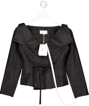 Aavelle Black Pure Silk Taffeta Princess Jacket UK XS