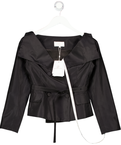 Aavelle Black Pure Silk Taffeta Princess Jacket UK XS
