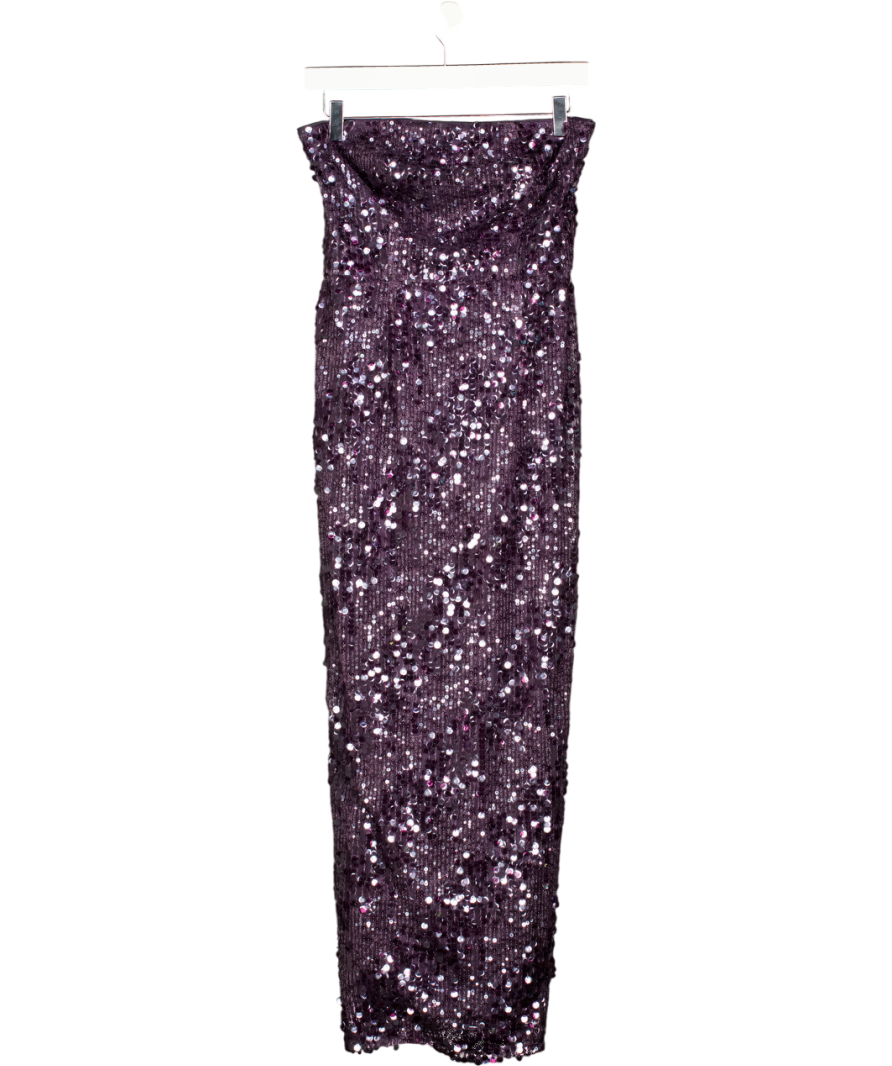 MICHELLE KEEGAN Purple Sequin Bandeau Midi Dress UK 8