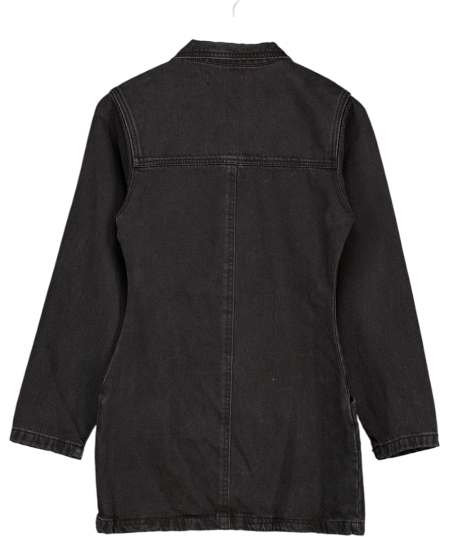 DTT DONT THINK TWICE Black Denim Zip Through Mini Dress UK 10