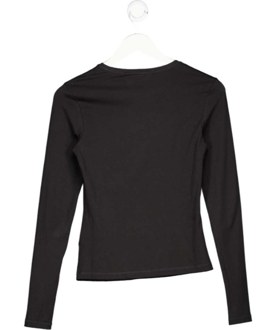 Weekday Black Long Sleeve Cotton Top UK S
