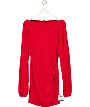 ASOS Red Tie Back Long Sleeve Slinky Mini Dress UK M