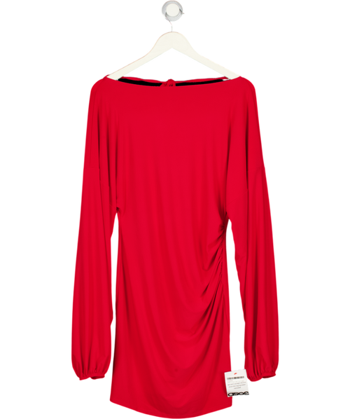 ASOS Red Tie Back Long Sleeve Slinky Mini Dress UK M
