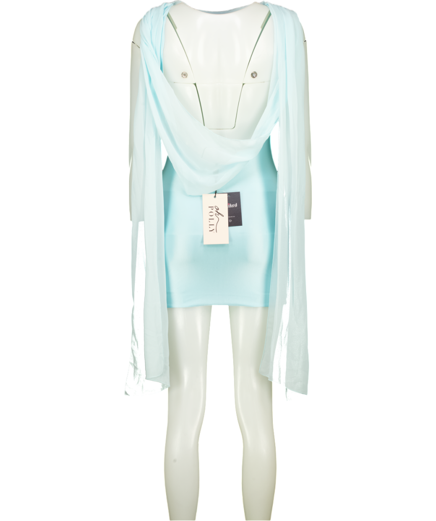 OH POLLY Venya Draped Mini Dress In Aquamarine Blue UK 6