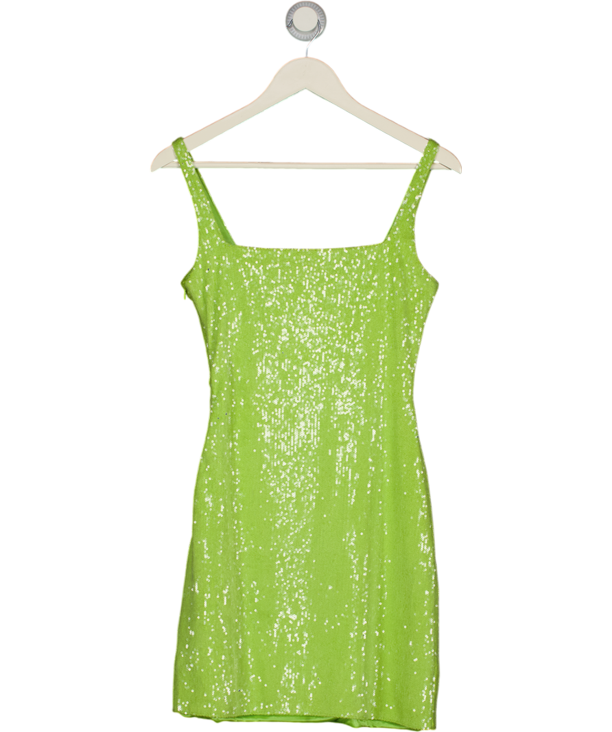 CLUB L Sequin Square Neck Mini Dress In Lime Green UK 8