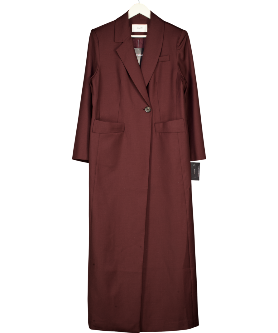 JOAEN Burguny Red Fine Merino Wool Allora Double Breasted Coat UK M