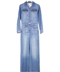 REISS Cotton-blend Denim Relaxed-fit Jumpsuit In Mid Blue UK 10