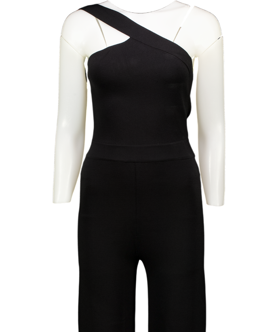 GAUGE81 Black – Asymmetric Bandage Knit Jumpsuit UK M