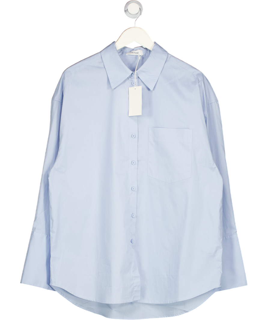 HENNE Blue Poplin Adriano Oversize Shirt UK 8
