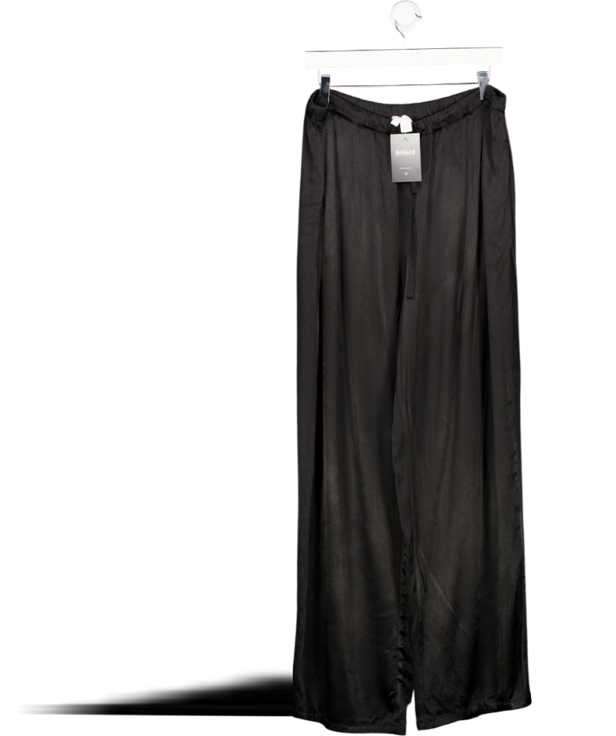 ghost Black Satin Drawstring Wide Leg Trousers UK XXL