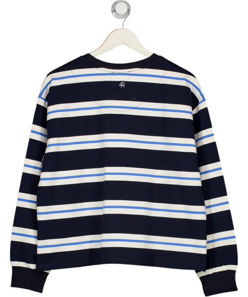 4th & Reckless Blue Cotton Rich Embroidered Logo Oversized Long T-shirt UK S