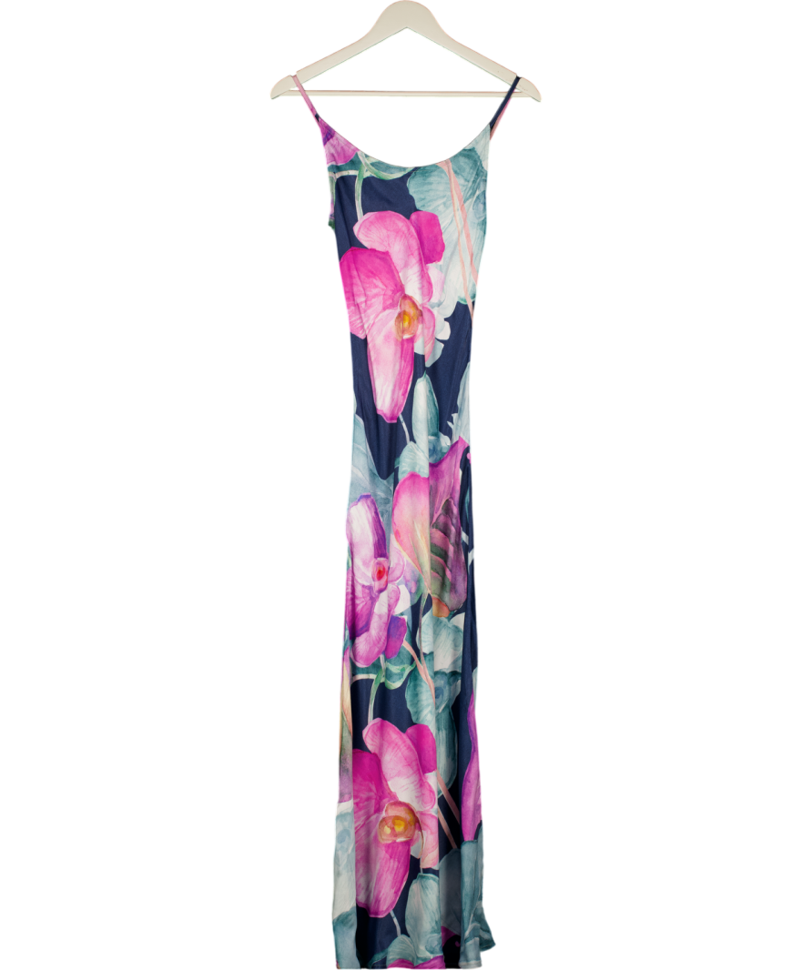 CONDITONS APPLY Blue Orchid Print Strappy Maxi Dress UK XS