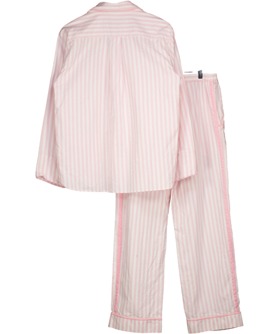 Sian Esther Pink Brushed Cotton Velvet Striped Pyjamas UK M