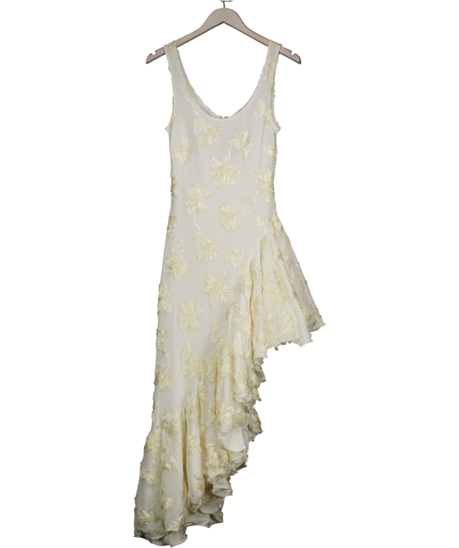 Rotate Cream Tanmieka Ruffled Flower Mesh Dress UK S