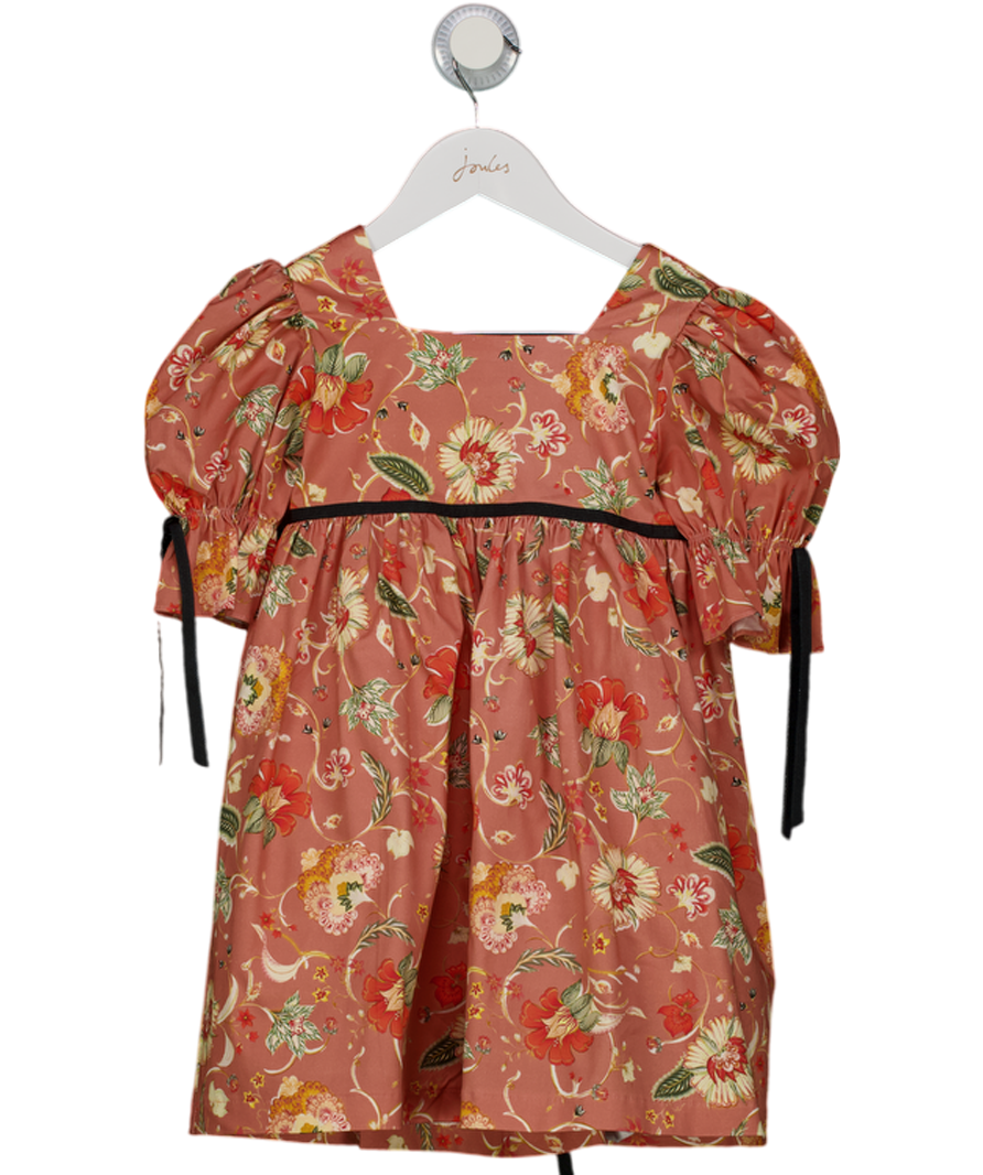 amaia Orange Square Neck Floral Puff Sleeve Dress 5 Years