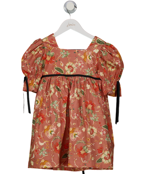 amaia Orange Square Neck Floral Puff Sleeve Dress 5 Years