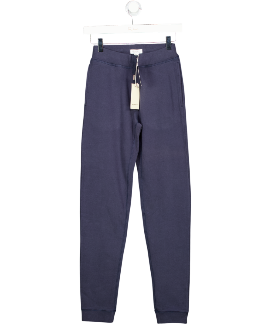 SUNSPEL Luxury Navy Blue 100% Organic Cotton Jogging Trousers UK XS