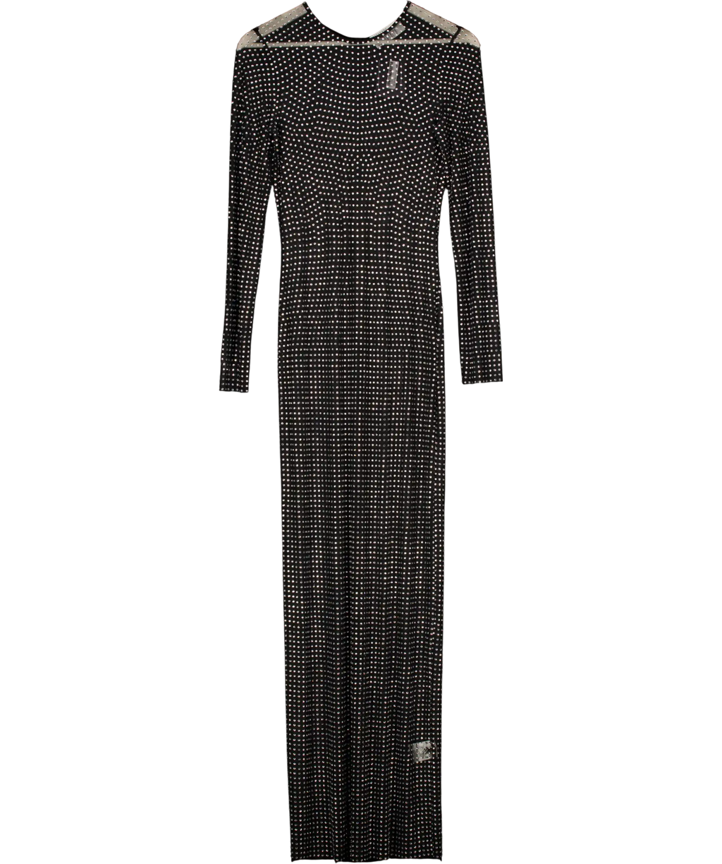 Giuseppe di Morabito Black Crystal-embellished Mesh Maxi Dress It40 UK 8