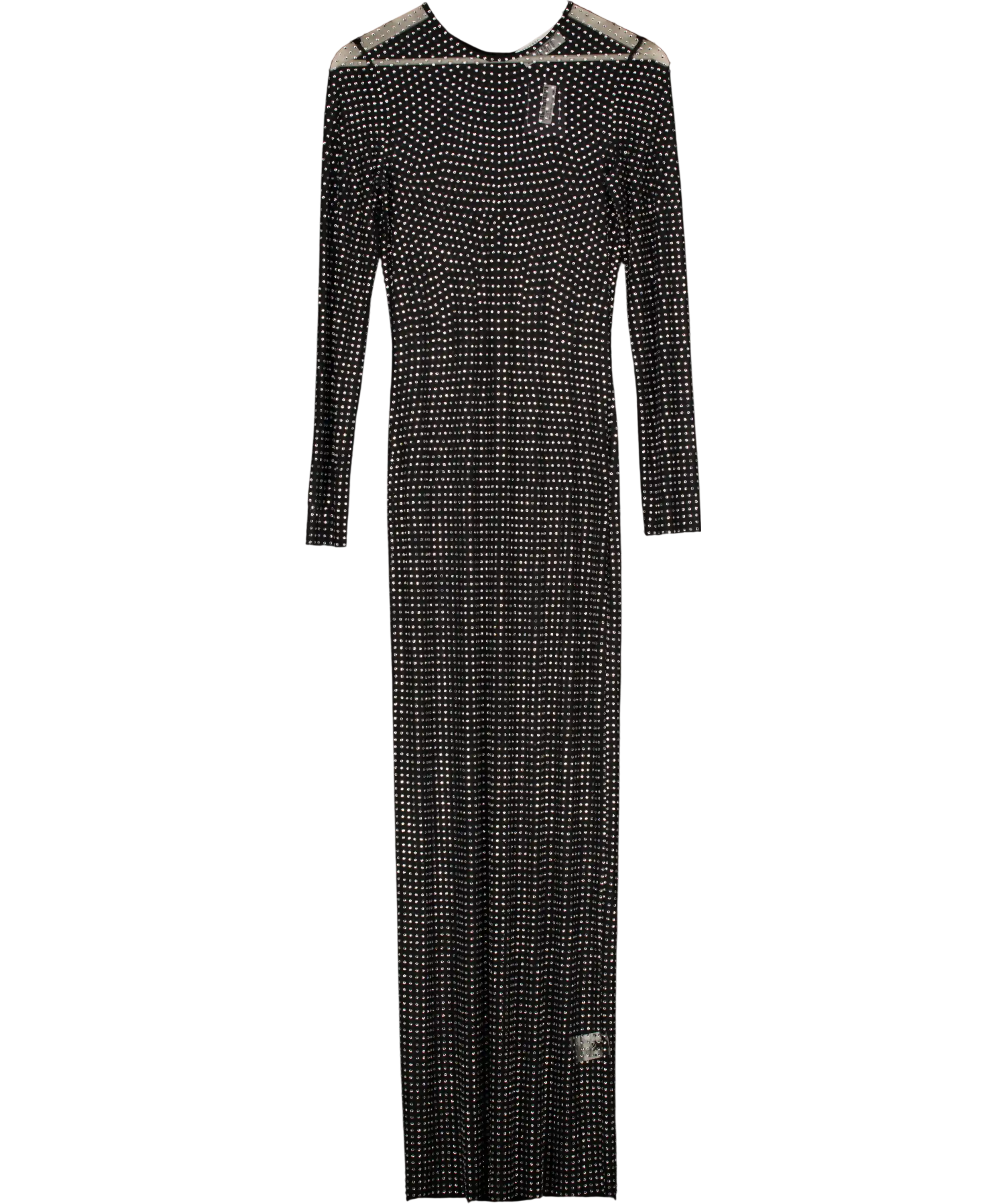 Giuseppe di Morabito Black Crystal-embellished Mesh Maxi Dress It40 UK 8