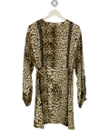 River Island Brown Leopard Print Tie Waist Dress UK 14