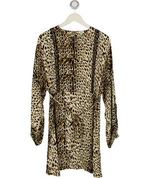 River Island Brown Leopard Print Tie Waist Dress UK 14