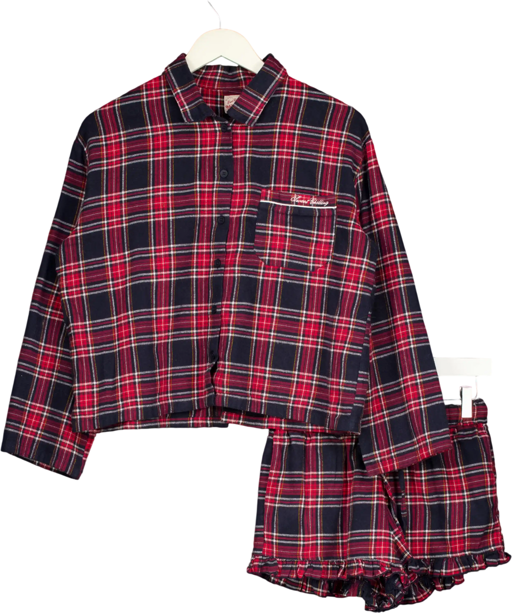 Sweet chilling Red Festive Plaid 3-piece Lounge Set UK S