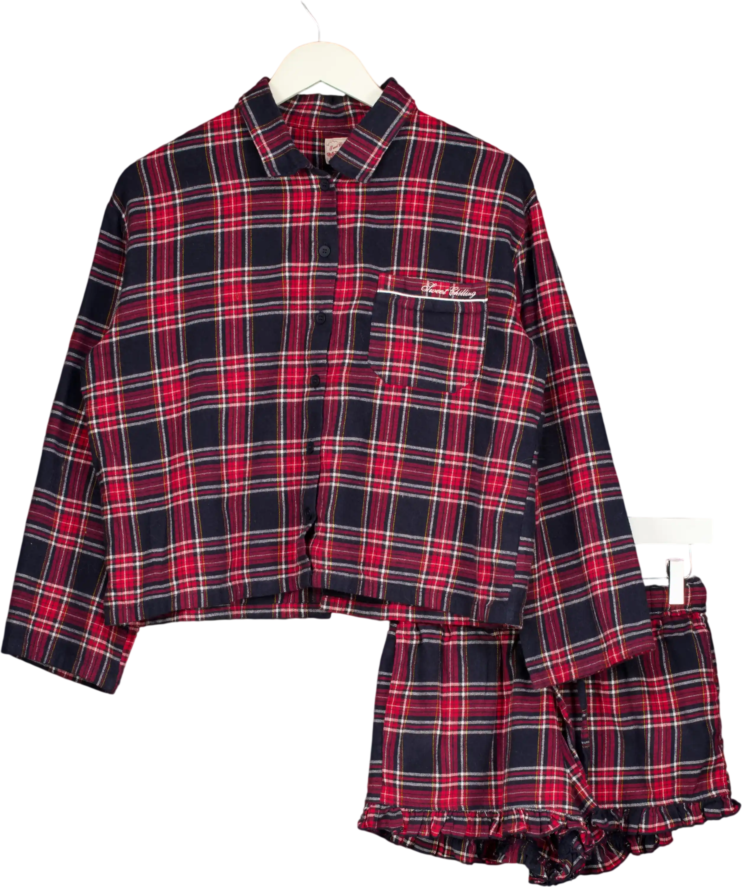 Sweet chilling Red Festive Plaid 3-piece Lounge Set UK S