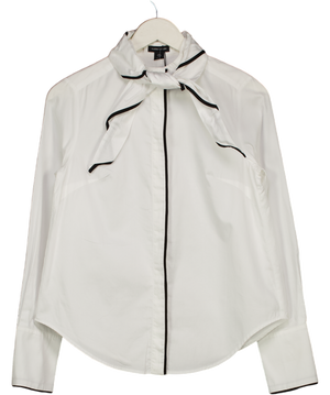 Karen Millen White Detachable Scarf With Contrast Detail Woven Shirt UK 6