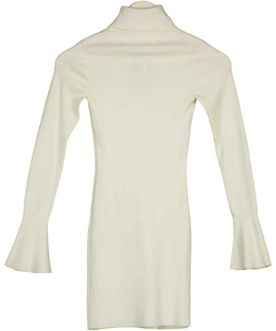 LOVERS & FRIENDS White Knit Roll Neck Mini Dress UK XS