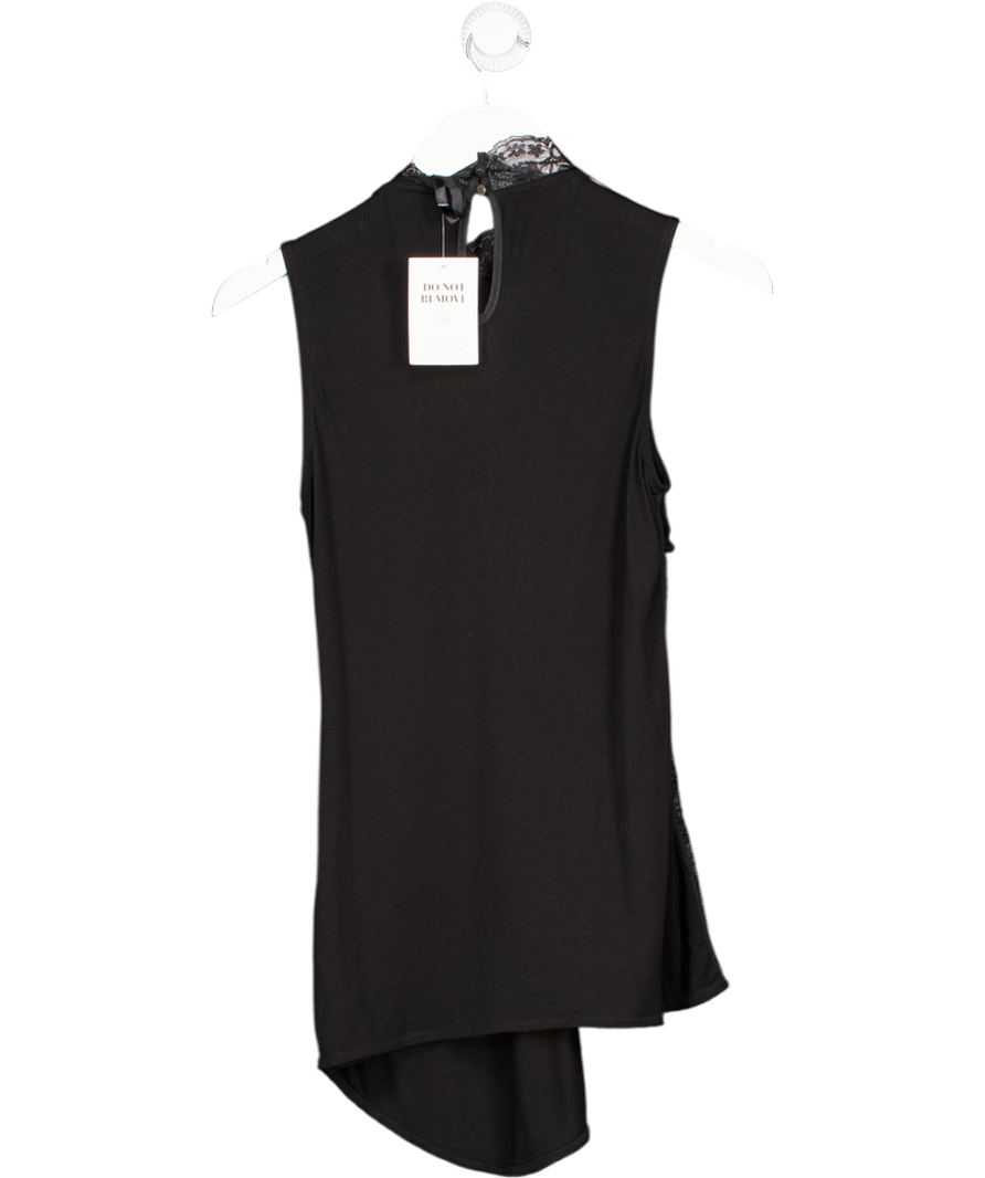 Karen Millen Black Sleveless Top With Lace And Beading Details UK S/M