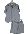 che Blue Abelardo Geo Linen Blend Shirt And Shorts Set UK M