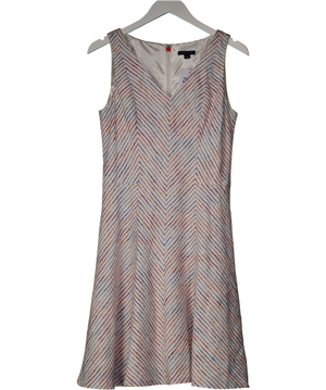Tommy Hilfiger White  / Orange / Blue Tweed Fit & Flare Midi Dress Us10 UK 12/14