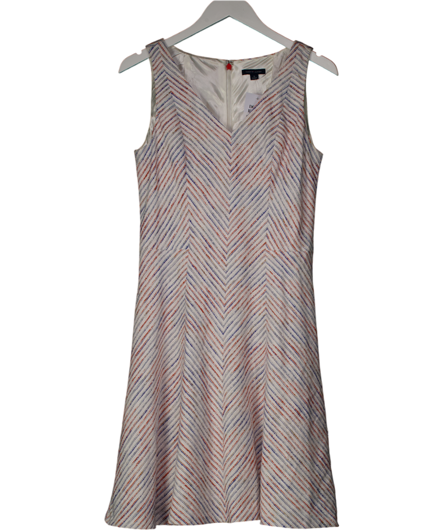 Tommy Hilfiger White  / Orange / Blue Tweed Fit & Flare Midi Dress Us10 UK 12/14