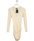 WHITE FOX Feel Your Touch Long Sleeve Mini Dress Cream UK S