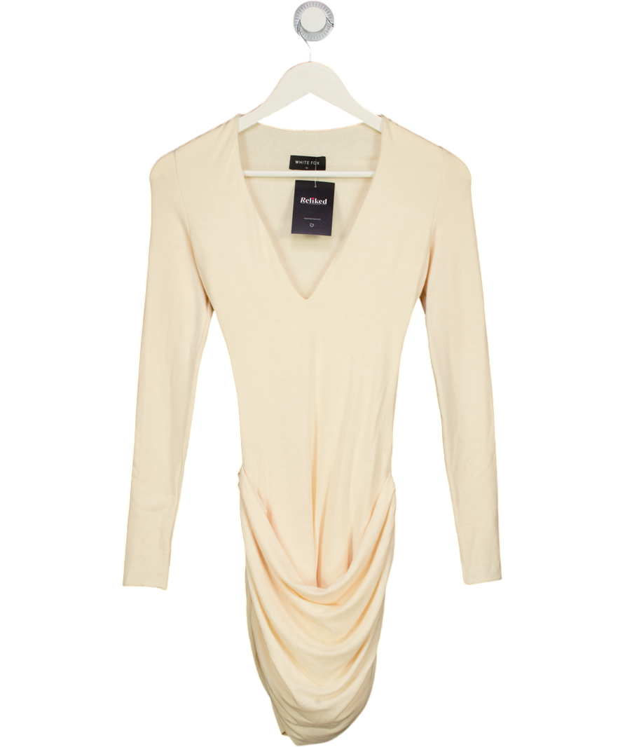 WHITE FOX Feel Your Touch Long Sleeve Mini Dress Cream UK S
