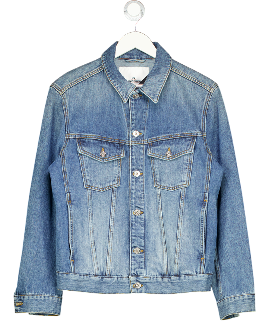 J.Lindeberg Blue Embroidered Denim Jacket UK M