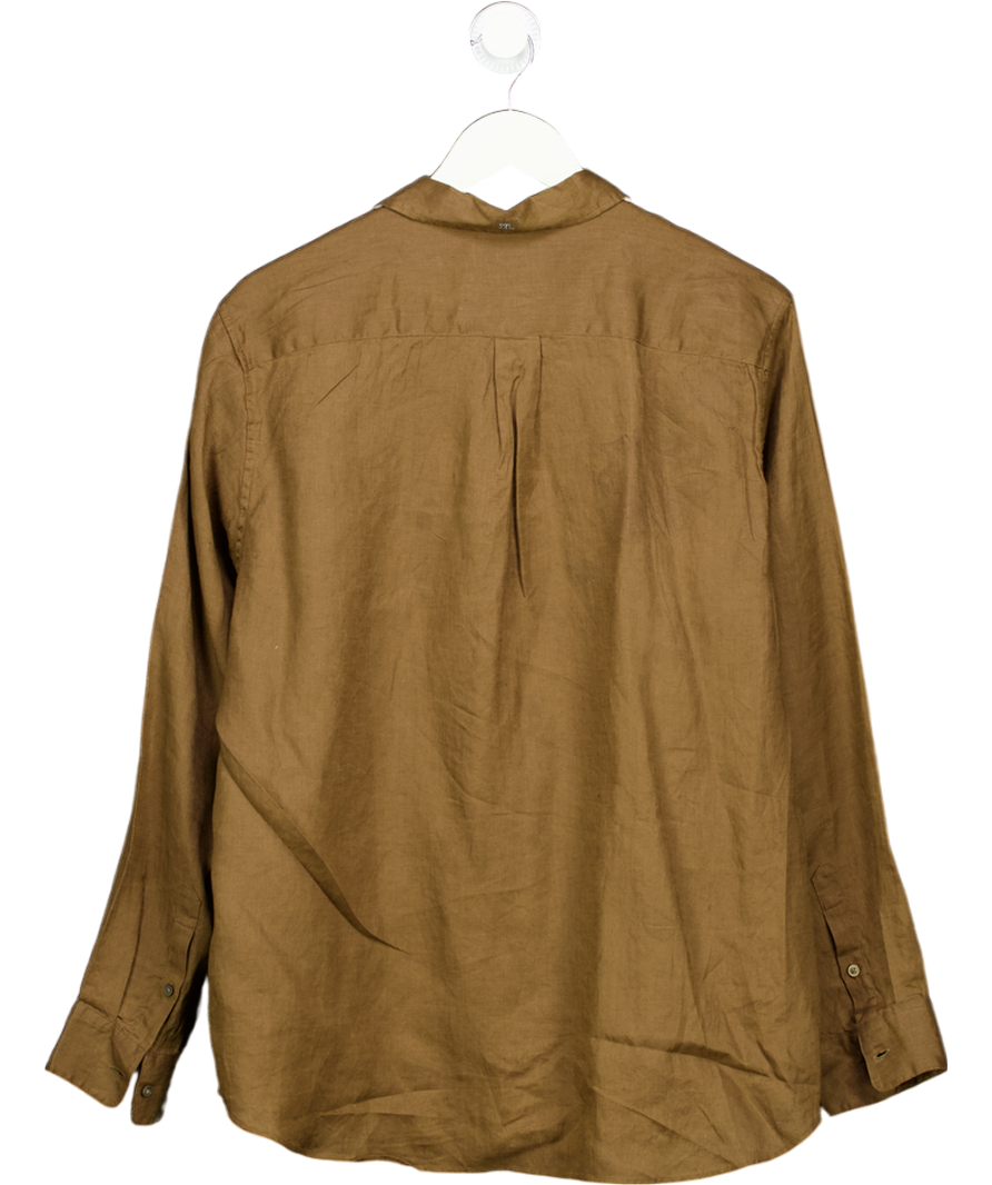 UniQlo Brown 100% Premium Linen Shirt UK XL