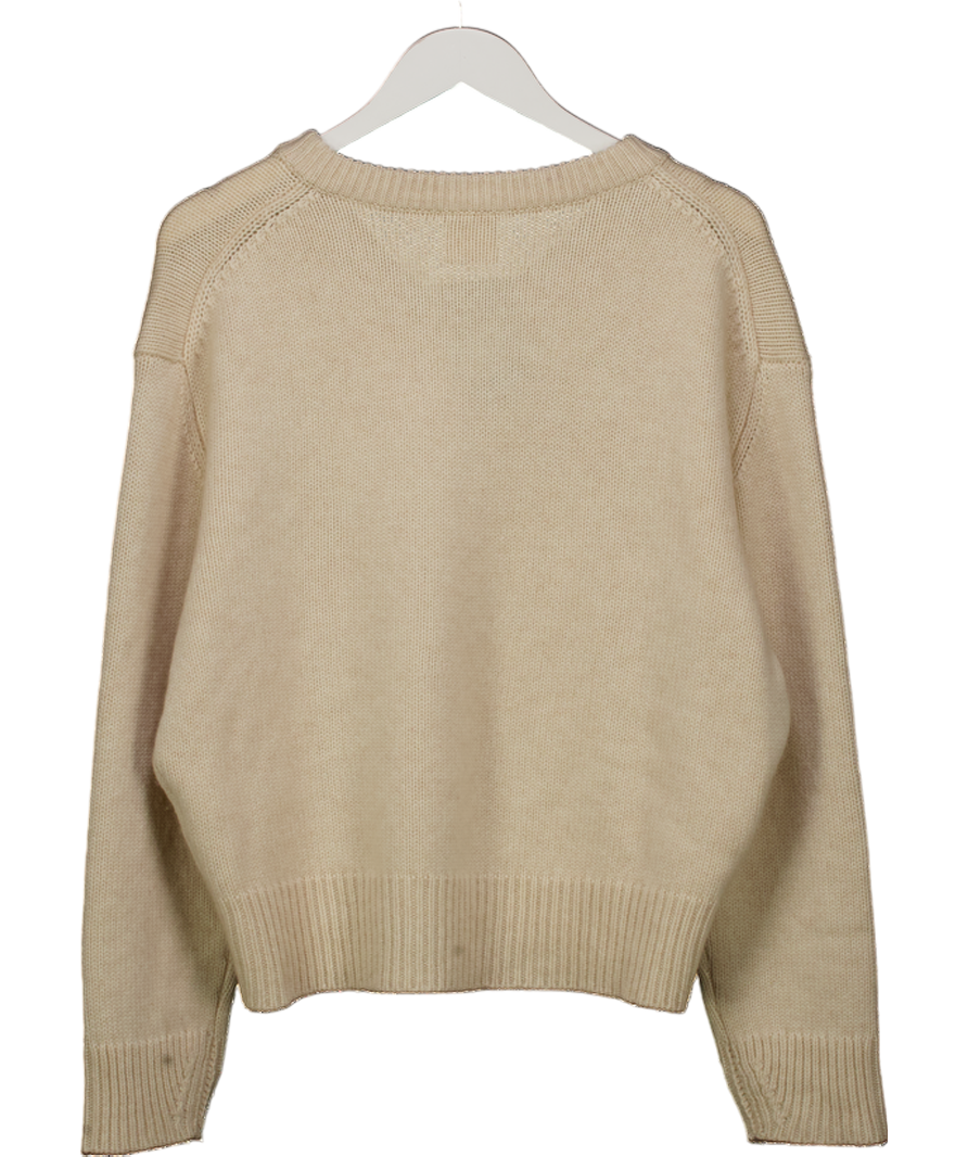 almada label Yara V-neck Merino / Cashmere Blend Jumper, Vanilla Cream UK S