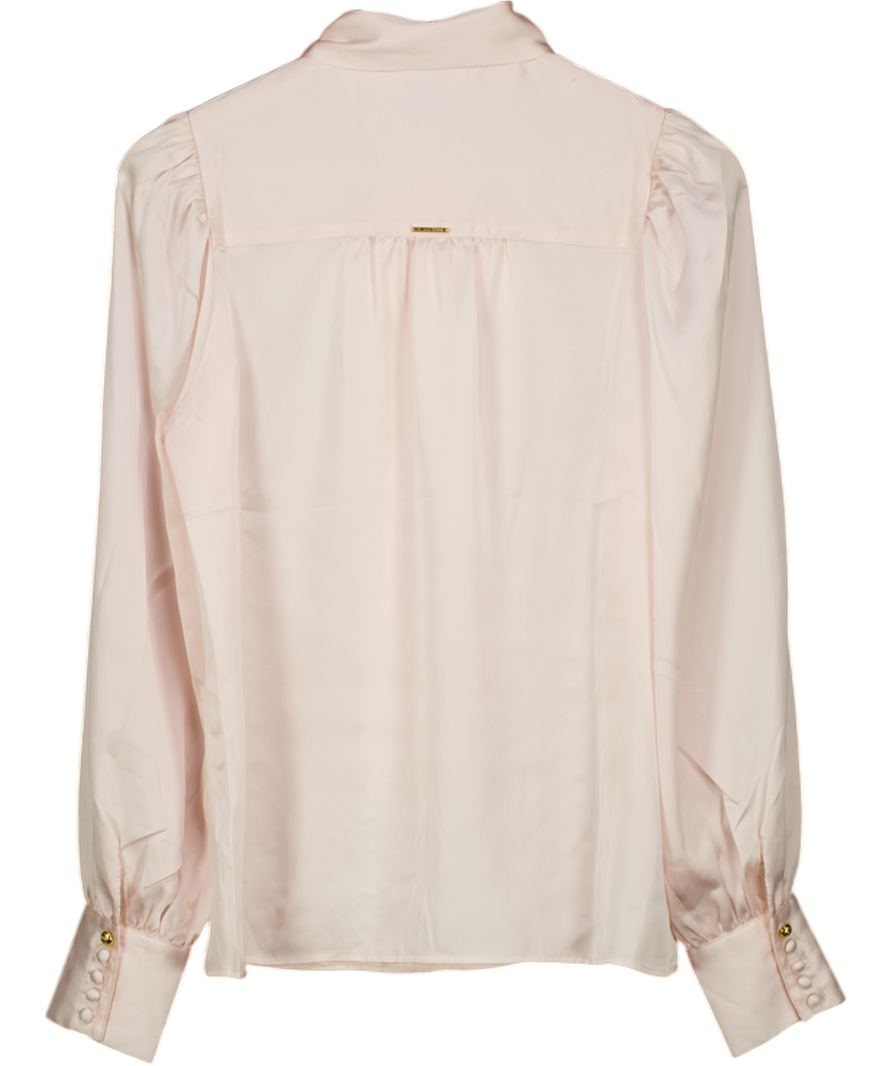 HOLLAND COOPER Ariella Satin tie-neck  Blouse Blush Pink UK 8