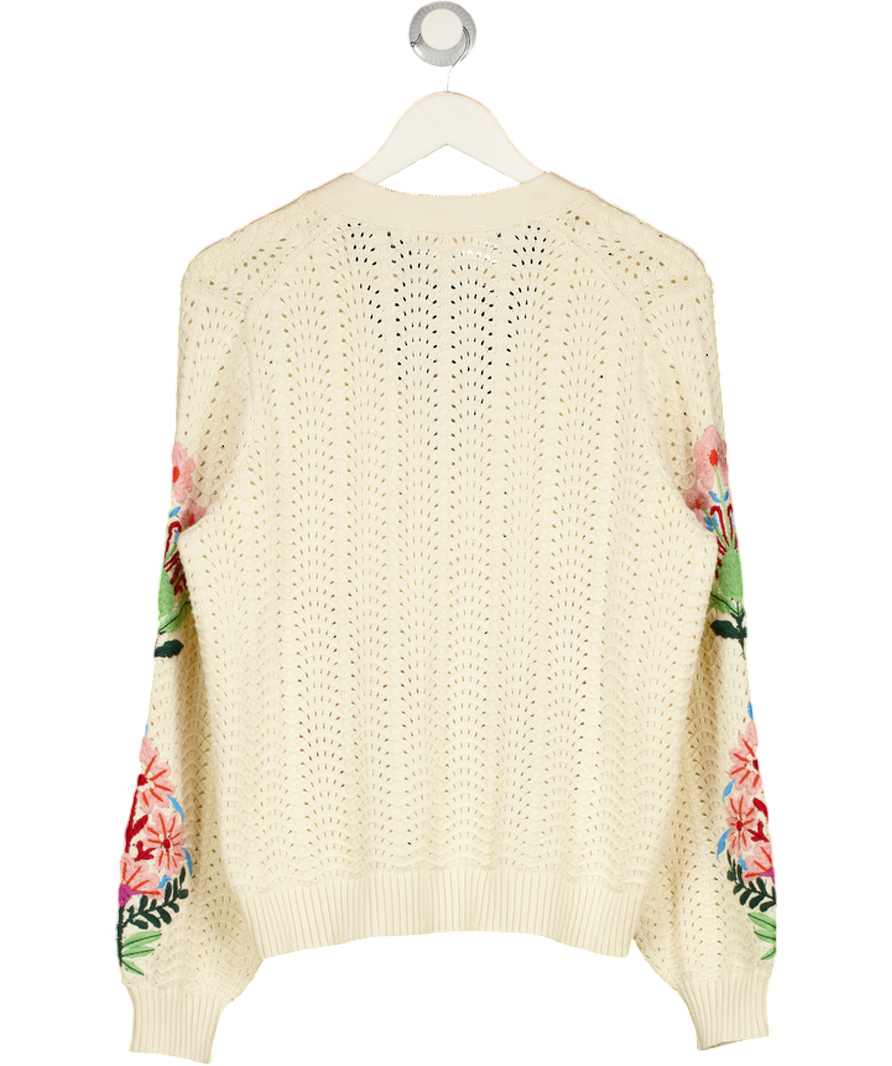 BODEN Cream Relaxed Cotton Cardigan, Cream/multi UK M