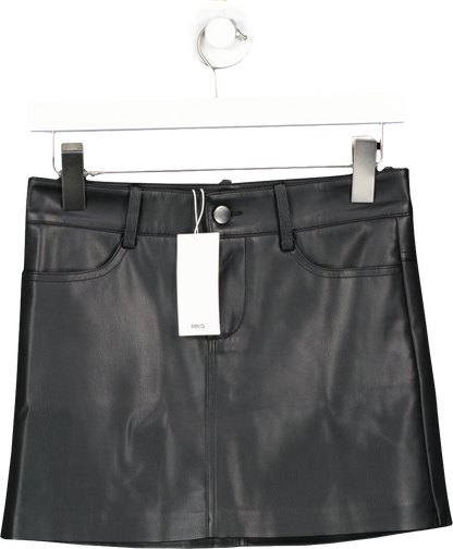 MANGO Black Leather Effect Mini Skirt BNWT  UK XXS