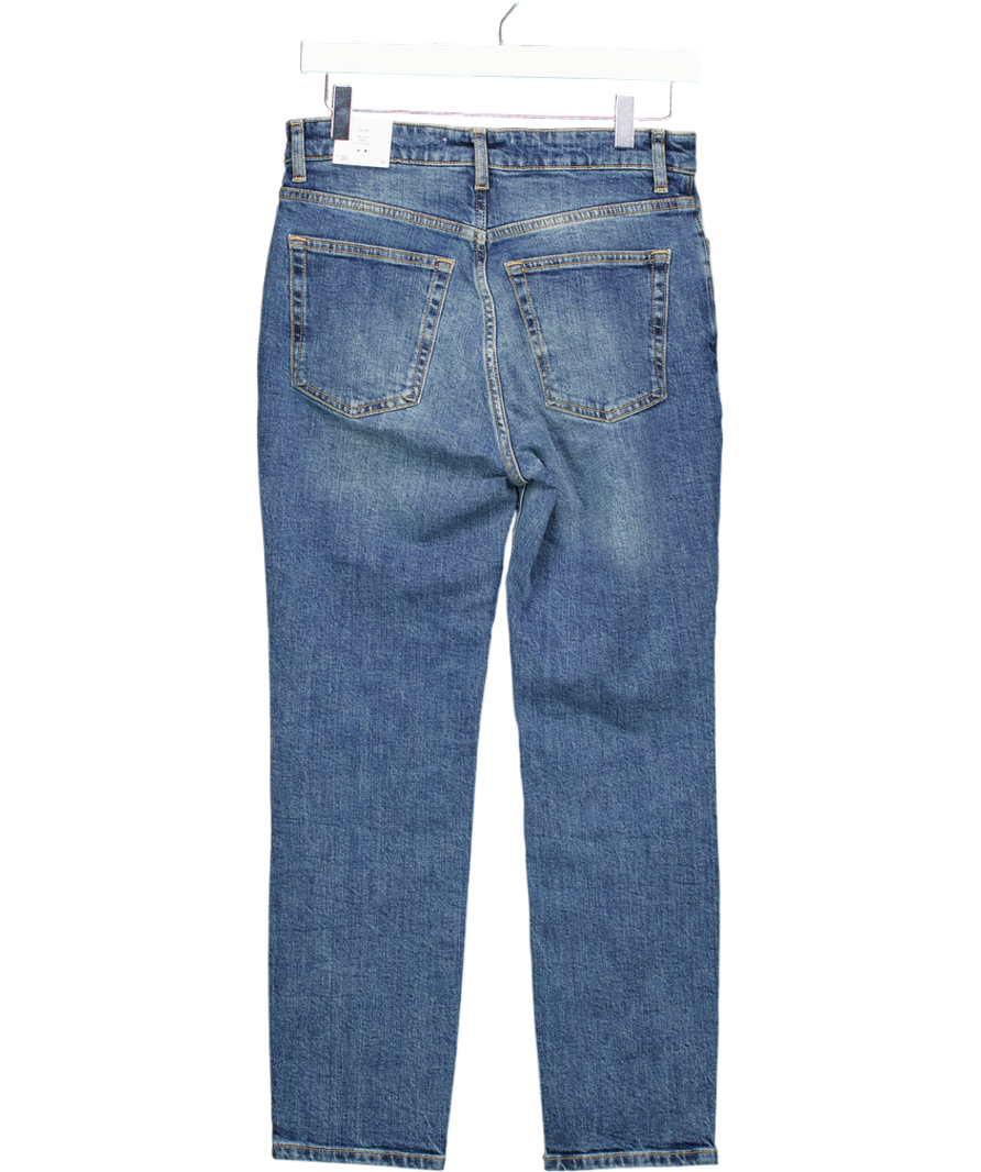 MANGO Blue Mid-blue Slim High Waist Cropped Jeans UK 10