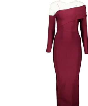House of CB Nalani Burgundy Red Draped Shoulder Maxi Bandage Dress UK XS