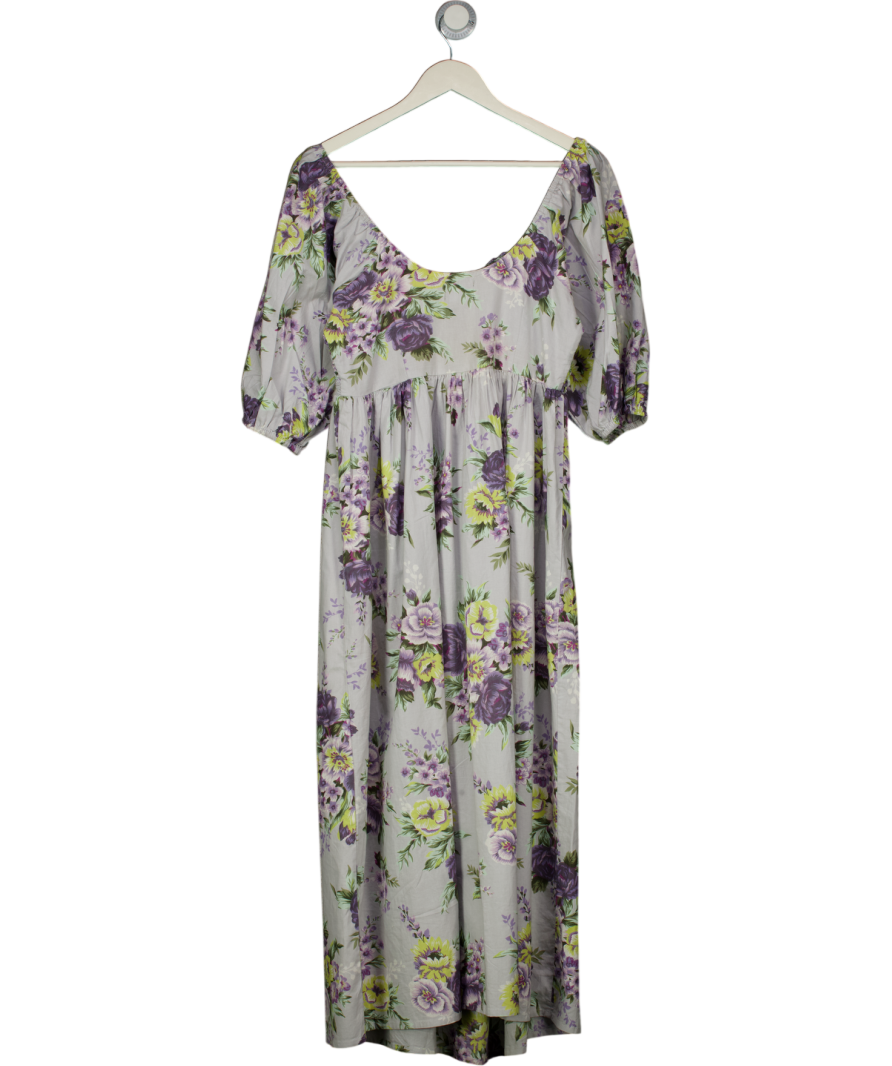 ASOS Lilac Purple Floral Shirred Bodice Midi Dress UK 10