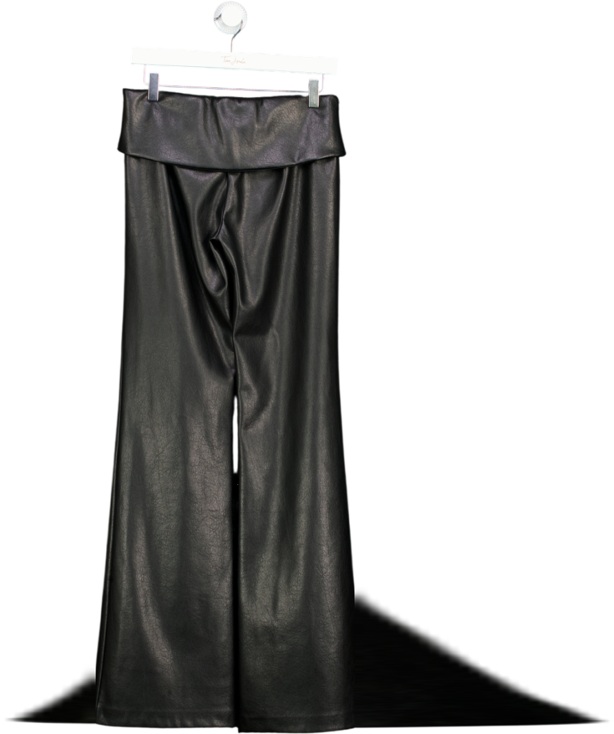 KHY Black Faux Leather Low Rise Foldover Pant UK XS