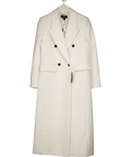 Karen Millen Ivory White Double Breasted Wool Blend Coat UK 10