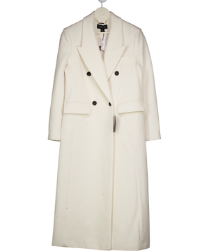 Karen Millen Ivory White Double Breasted Wool Blend Coat UK 10