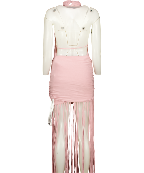 BBX BRAND Zuma Ruched Tassel Dress - Rose Pink UK 6