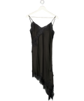 ZARA Black Asymmetric Satin & Lace Slip Dress UK XS