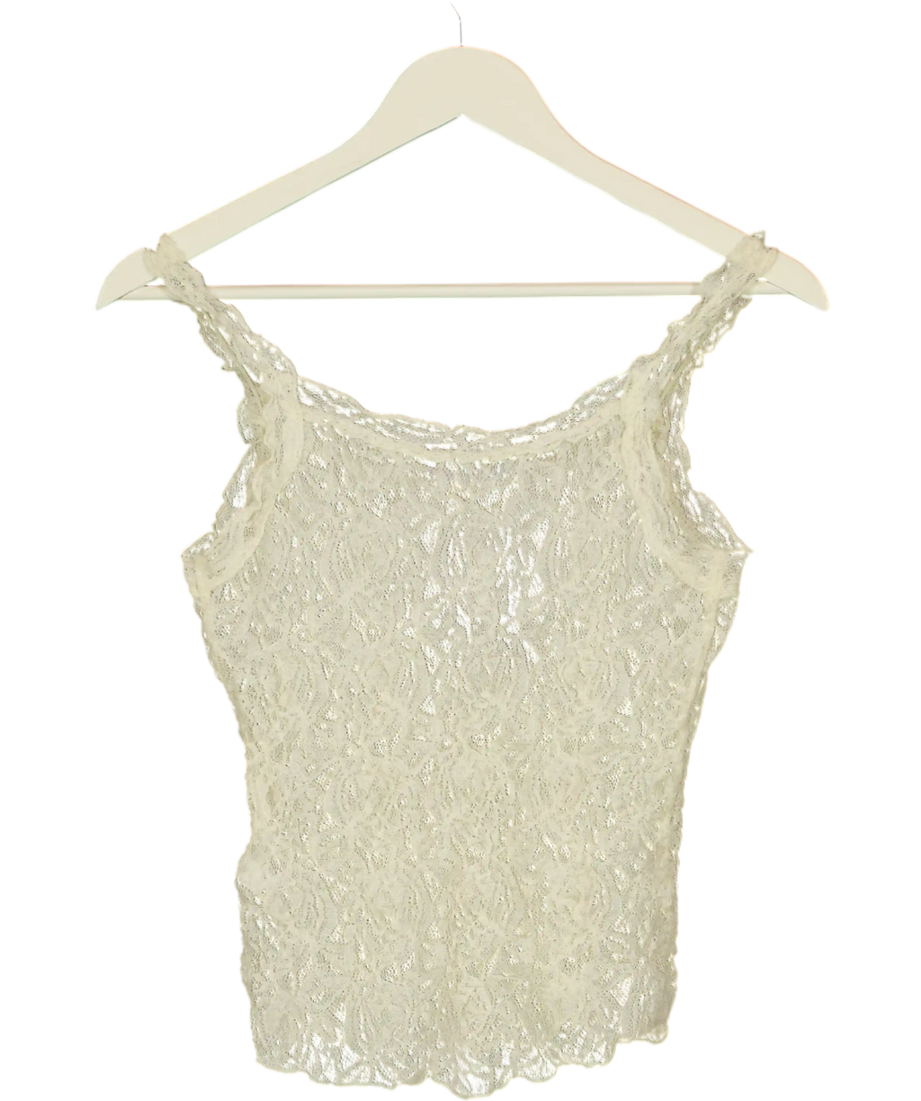 Massimo Dutti White Lace Top UK XS